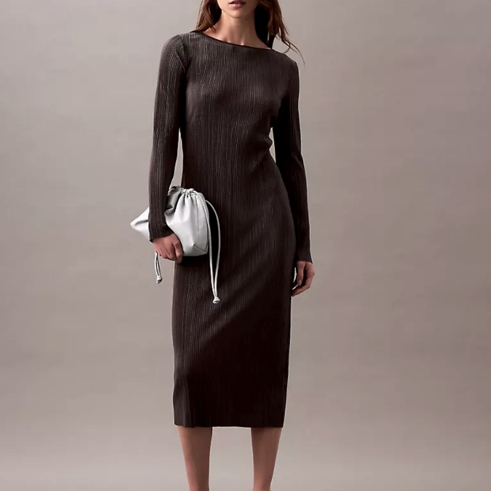Calvin Klein Black Plisse Midi Dress multiple sizes